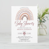 Pastel Muted Tones Boho Rainbow Baby Shower Einladung (Stehend Vorderseite)