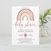 Pastel Muted Tones Boho Rainbow Baby Shower Invit Einladung (Stehend Vorderseite)