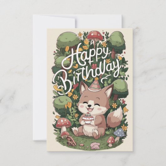 Pastel Mystical Wolf Digital Geburtstag Karte (Vorderseite)