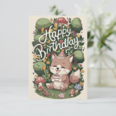 Pastel Mystical Wolf Digital Geburtstag Karte (Stehend Vorderseite)