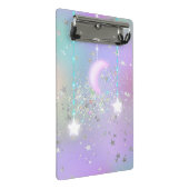 Pastel Nachthimmel leuchtender Mond Star Glitzer n Mini Klemmbrett (Schrägansicht)
