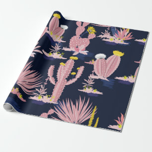 Pastel Nahtlose Muster Vintager Sommerkaktus auf d Geschenkpapier