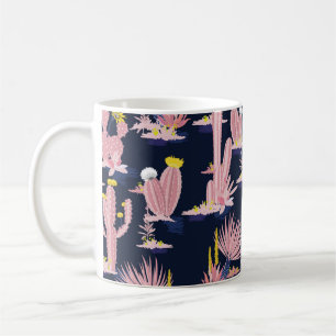 Pastel Nahtlose Muster Vintager Sommerkaktus auf d Kaffeetasse