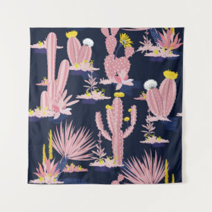 Pastel Nahtlose Muster Vintager Sommerkaktus auf d Wandteppich