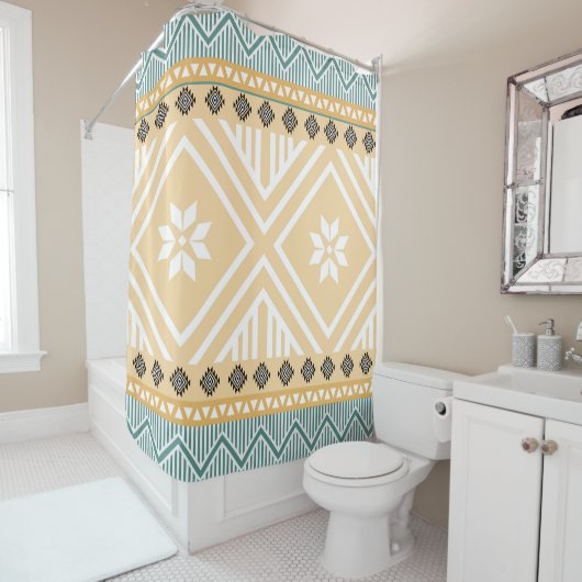 Pastel Native Fabric Seamless Pattern, Thai Nativ Duschvorhang (Beispiel)