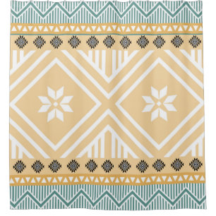 Pastel Native Fabric Seamless Pattern, Thai Nativ Duschvorhang