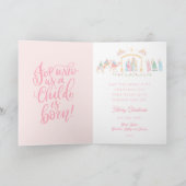 Pastel Nativity Baby Jesus in a Manger Karte (Innenseite)