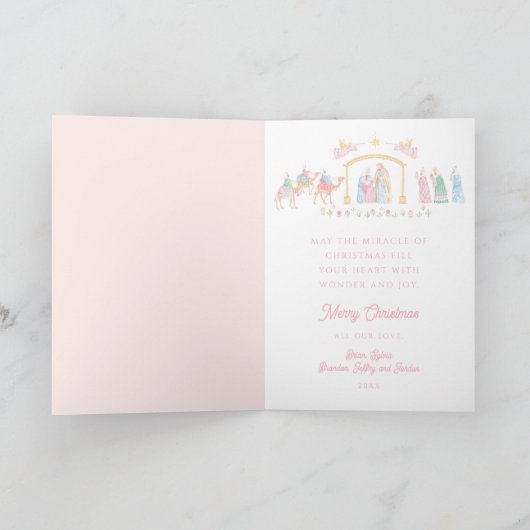 Pastel Nativity Folded Photo Karte (Innenseite)