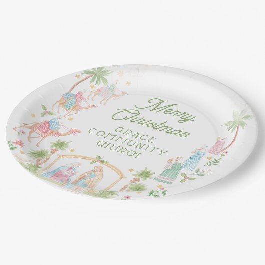 Pastel Nativity Frame Pappteller (Schrägansicht)