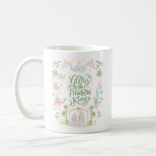 Pastel Nativity | Glory to the Newborn King Kaffeetasse (Links)