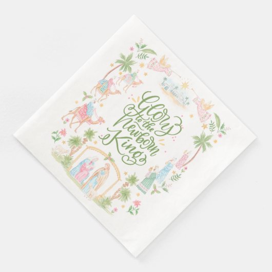 Pastel Nativity | Glory to the Newborn King Serviette (Ecke)