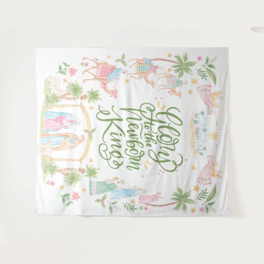 Pastel Nativity | Glory to the Newborn King Wandteppich (Vorderseite (Horizontal))