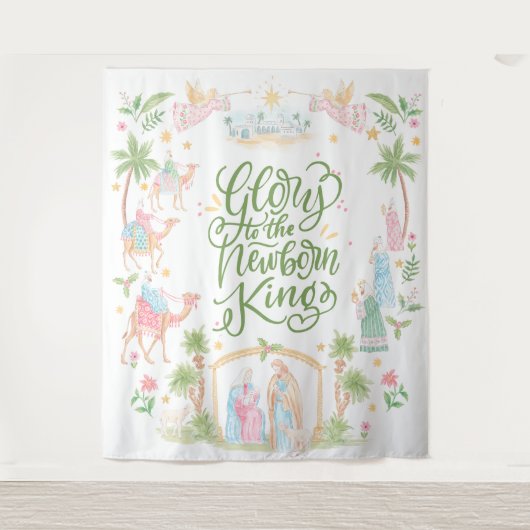 Pastel Nativity | Glory to the Newborn King Wandteppich (Vorderseite)