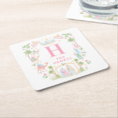 Pastel Nativity Monogram Rechteckiger Pappuntersetzer (angewinkelt)