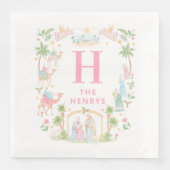 Pastel Nativity Monogram Serviette (Vorderseite)