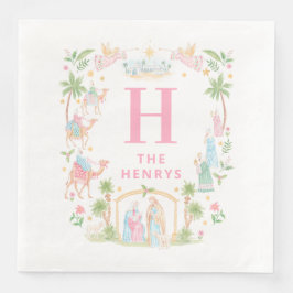 Pastel Nativity Monogram Serviette