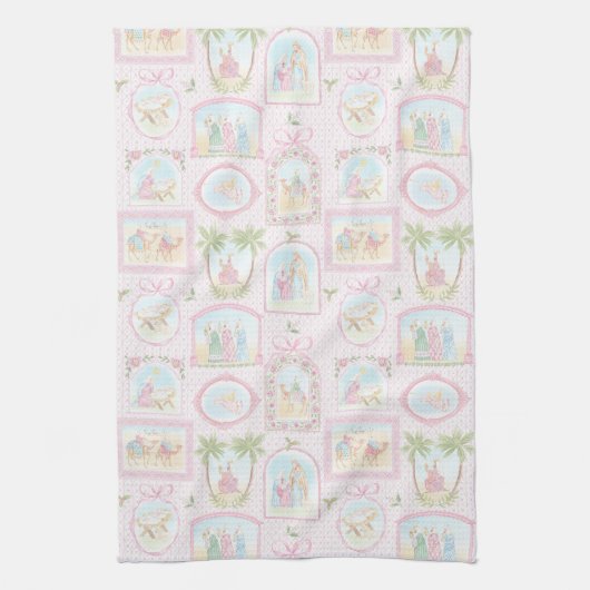 Pastel Nativity Scenes Christmas Geschirrtuch (Vertikal)