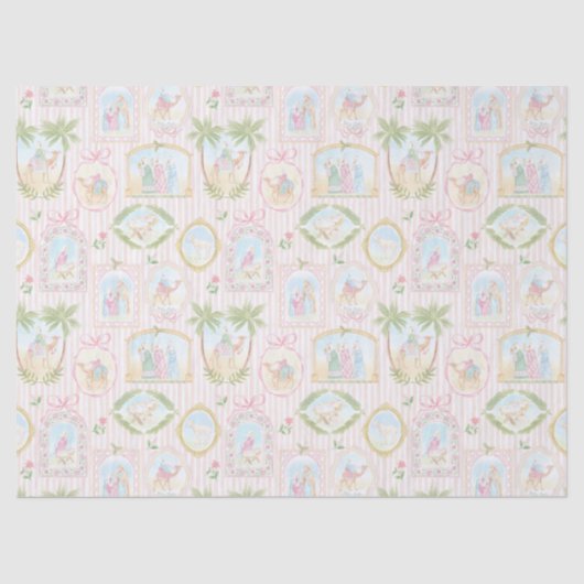Pastel Nativity Scenes Striped Seidenpapier (Vorderseite)