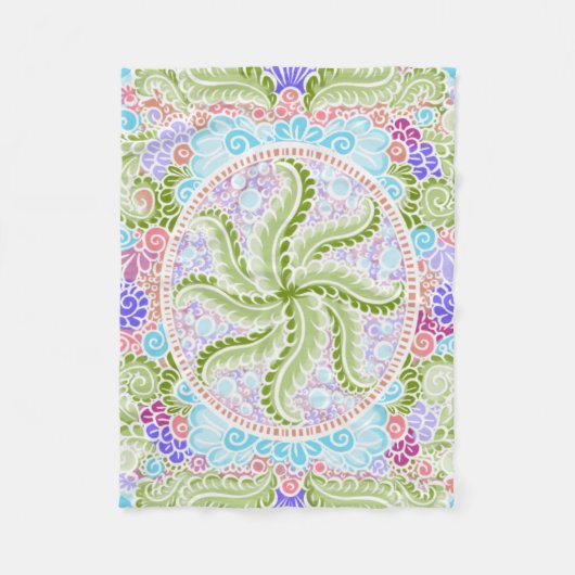 Pastel Nature Mandala Art Fleecedecke (Vorderseite)