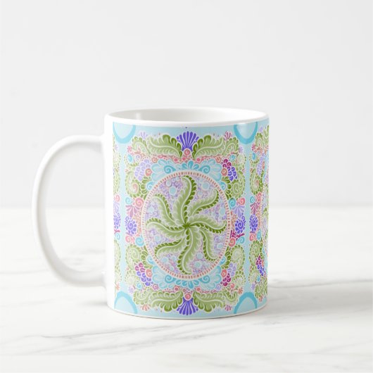 Pastel Nature Mandala Art Kaffeetasse (Links)