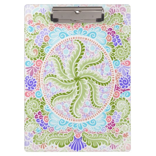 Pastel Nature Mandala Art Klemmbrett (Vorderseite)