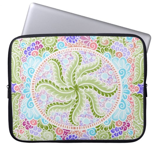 Pastel Nature Mandala Art Laptopschutzhülle (Vorderseite)