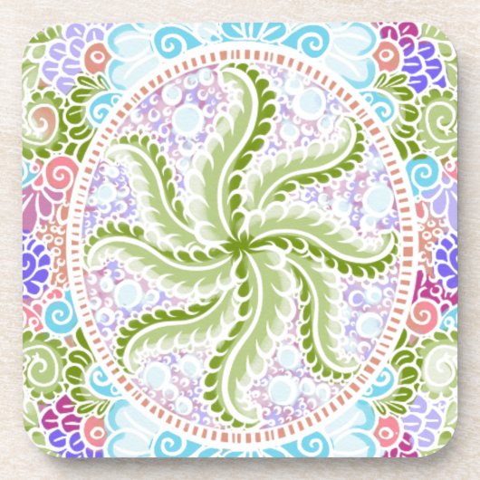 Pastel Nature Mandala Art Untersetzer (Vorderseite)