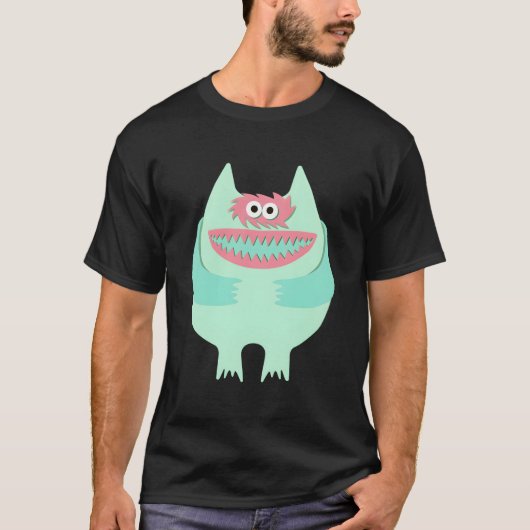 Pastel Nauga gefülltes Tiermonster-Rückgrat T-Shirt (Vorderseite)