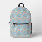 Pastel Nautical Pattern Bedruckter Rucksack (Vorderseite)