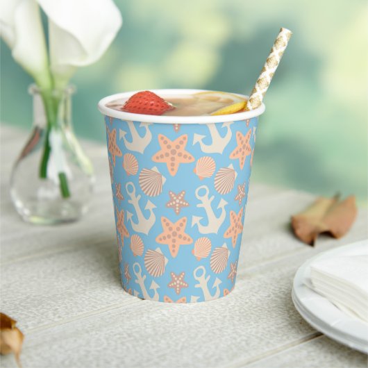 Pastel Nautical Pattern Pappbecher (In Situ)