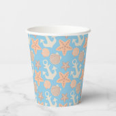 Pastel Nautical Pattern Pappbecher (Rückseite)