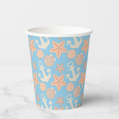 Pastel Nautical Pattern Pappbecher (Vorderseite)