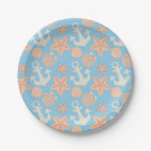 Pastel Nautical Pattern Pappteller (Vorderseite)