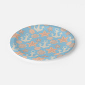 Pastel Nautical Pattern Pappteller (Schrägansicht)