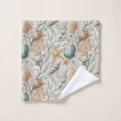 Pastel Nautical Towel Light Brown Seaside Touch Badhandtuch Set (Waschlappen)