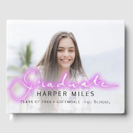 Pastel Neon 80er Skript Abschluss Foto Gästebuch