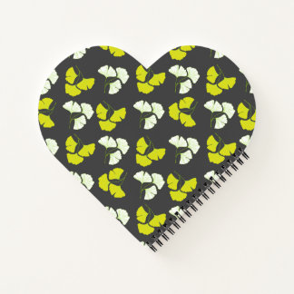 Pastel-Neon Ginko Leaves on Black Background Notizblock