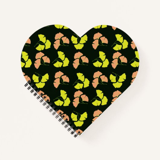 Pastel-Neon Ginko Leaves on Black Background Notizblock (Vorderseite)