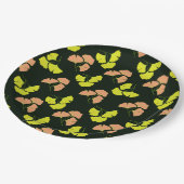 Pastel-Neon Ginko Leaves on Black Background Pappteller (Schrägansicht)