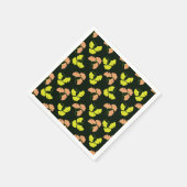 Pastel-Neon Ginko Leaves on Black Background Serviette (Ecke)