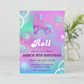 Pastel Neon Roller Skaten Birthday Party Einladung (Stehend Vorderseite)