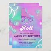 Pastel Neon Roller Skaten Birthday Party Einladung (Vorne/Hinten)