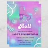 Pastel Neon Roller Skaten Birthday Party Einladung (Vorne/Hinten)