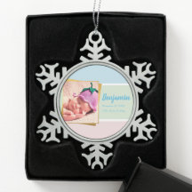 Pastel Newborn Baby Boy Foto Birth Record Stat