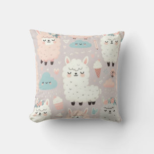 Pastel Niedlich Alpaca Muster Kissen