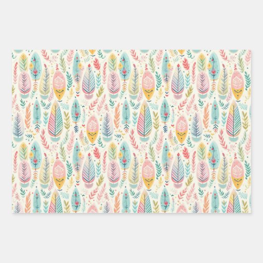 Pastel niedlich boho geschenkpapier set (Vorderseite 3)