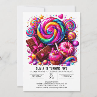 Pastel Niedlich Candyland Digital Geburtstag Einladung