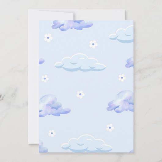 Pastel Niedlich Cloud Nine Girls and Boys 9. Gebur Einladung (Rückseite)