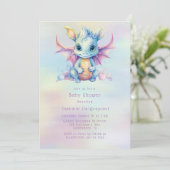 Pastel Niedlich Dragon Girl Babydusche Einladung (Stehend Vorderseite)