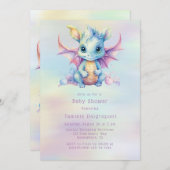 Pastel Niedlich Dragon Girl Babydusche Einladung (Vorne/Hinten)